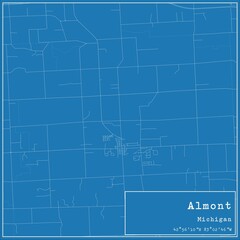 Blueprint US city map of Almont, Michigan.