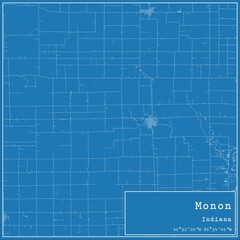 Blueprint US city map of Monon, Indiana.