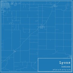 Blueprint US city map of Lyons, Indiana.