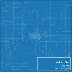 Blueprint US city map of Linton, Indiana.