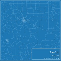 Blueprint US city map of Paoli, Indiana.