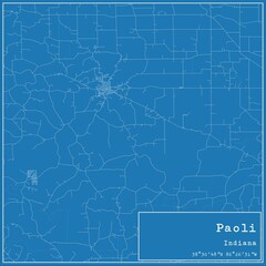 Blueprint US city map of Paoli, Indiana.