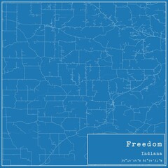 Blueprint US city map of Freedom, Indiana.