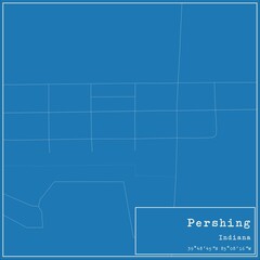 Blueprint US city map of Pershing, Indiana.