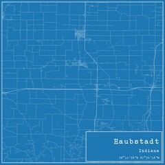 Blueprint US city map of Haubstadt, Indiana.