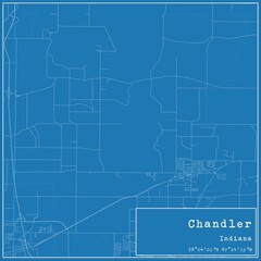 Blueprint US city map of Chandler, Indiana.
