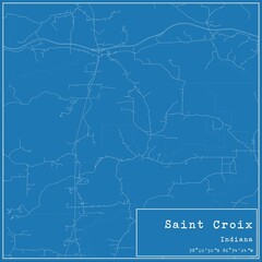 Blueprint US city map of Saint Croix, Indiana.