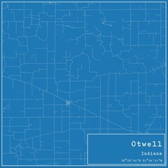 Blueprint US city map of Otwell, Indiana.
