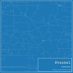 Blueprint US city map of Stendal, Indiana.