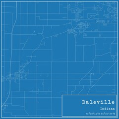 Fototapeta premium Blueprint US city map of Daleville, Indiana.