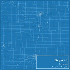 Blueprint US city map of Bryant, Indiana.