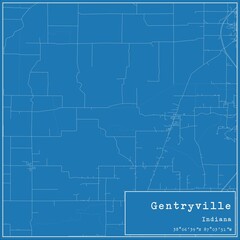 Blueprint US city map of Gentryville, Indiana.