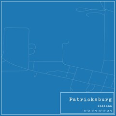Blueprint US city map of Patricksburg, Indiana.