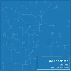 Blueprint US city map of Celestine, Indiana.