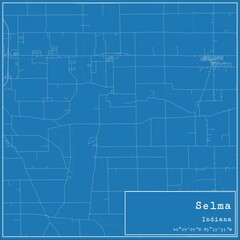 Blueprint US city map of Selma, Indiana.