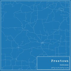 Blueprint US city map of Freetown, Indiana.