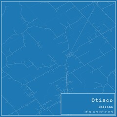 Blueprint US city map of Otisco, Indiana.