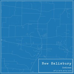 Blueprint US city map of New Salisbury, Indiana. - obrazy, fototapety, plakaty