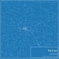 Blueprint US city map of Salem, Indiana.