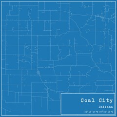 Fototapeta premium Blueprint US city map of Coal City, Indiana.