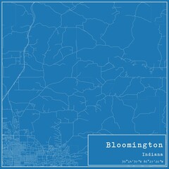 Fototapeta premium Blueprint US city map of Bloomington, Indiana.