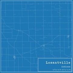 Blueprint US city map of Losantville, Indiana.