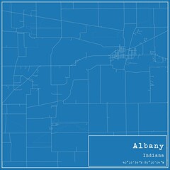 Blueprint US city map of Albany, Indiana.
