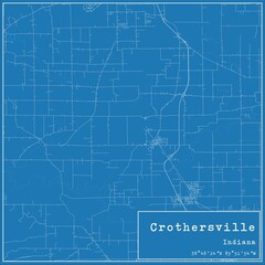 Blueprint US city map of Crothersville, Indiana.