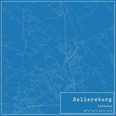 Blueprint US city map of Sellersburg, Indiana.