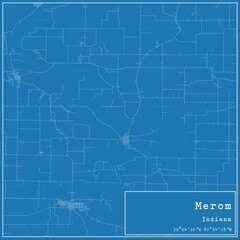 Blueprint US city map of Merom, Indiana.