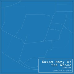 Blueprint US city map of Saint Mary Of The Woods, Indiana.