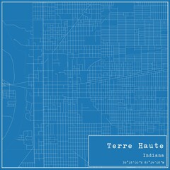 Blueprint US city map of Terre Haute, Indiana.