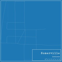 Blueprint US city map of Somerville, Indiana. - obrazy, fototapety, plakaty