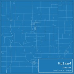 Blueprint US city map of Upland, Indiana.