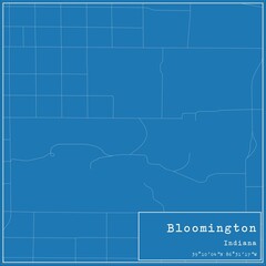 Blueprint US city map of Bloomington, Indiana.
