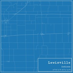 Blueprint US city map of Lewisville, Indiana.