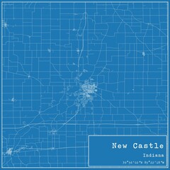 Blueprint US city map of New Castle, Indiana.