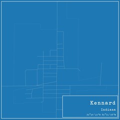 Blueprint US city map of Kennard, Indiana.