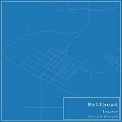 Blueprint US city map of Matthews, Indiana.