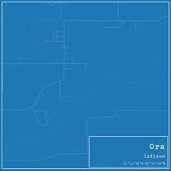 Blueprint US city map of Ora, Indiana.