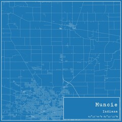 Blueprint US city map of Muncie, Indiana.