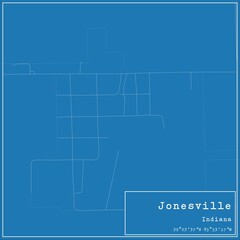 Blueprint US city map of Jonesville, Indiana.