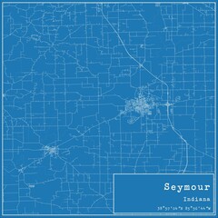 Blueprint US city map of Seymour, Indiana.