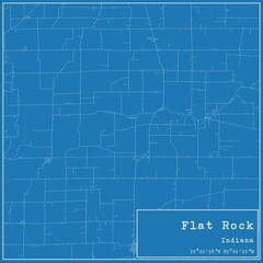 Fototapeta premium Blueprint US city map of Flat Rock, Indiana.