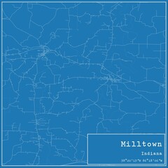Fototapeta premium Blueprint US city map of Milltown, Indiana.