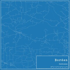 Fototapeta premium Blueprint US city map of Borden, Indiana.
