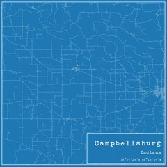 Blueprint US city map of Campbellsburg, Indiana.