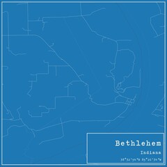 Blueprint US city map of Bethlehem, Indiana.