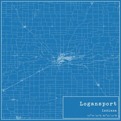 Blueprint US city map of Logansport, Indiana.