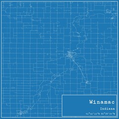 Blueprint US city map of Winamac, Indiana.